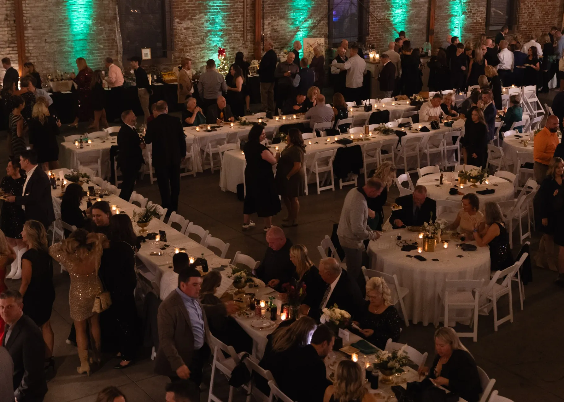 Guests seated at reception tables